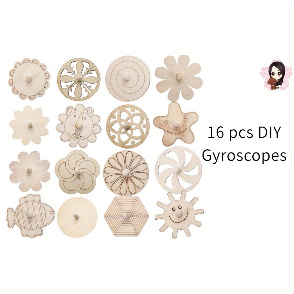 Набор для поделок «Деревянный волчок», 16 шт., Раскрашивание и изготовление поделок из деревянных художественных материалов, Подарочный спиннер к празднику