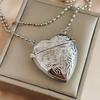 Zinc Zinc Alloy Metal Carved Heart Necklace Openable Photo Box Pendant Heart Locket Necklace Sweater Chain
