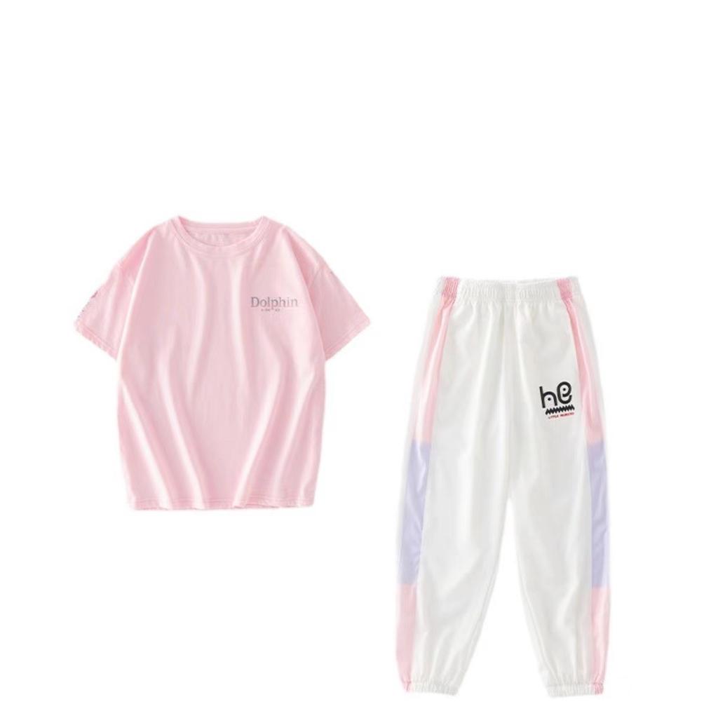 Children's Summer Plus Size Casual Sports Suit T-shirt Top + Pants 2-piece Set
