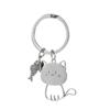 Cat and Fish Funny Keychains Smooth Stainless Steel Cartoon Cat Key Chains Children Interesting Keychains