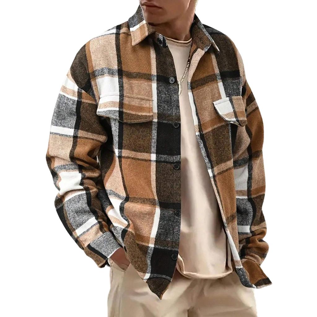 Men's Flannel Shirts Button Down Plaid Shirt Long Sleeve Collared Shirts Jacket Casual Fashion Shacket With