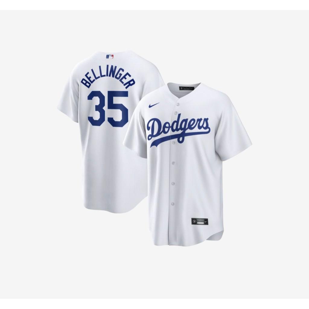 Nike Los Angeles Dodgers Replica Player Letter Print Side Split Design Baseball Short Sleeve T-Shirt Men Tops White WHLD7B35