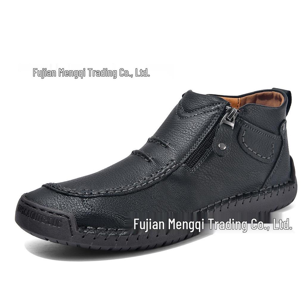 Мужские кожаные слипоны больших размеров, уличные ботильоны