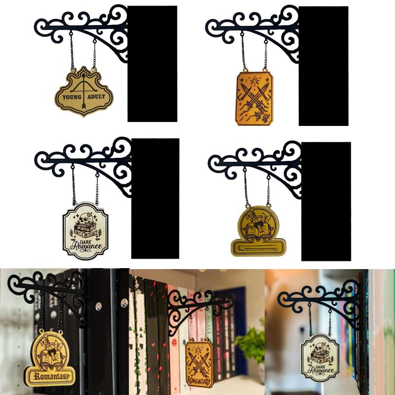 Book Nook Tavern Signs Literary Hanging Sign Readers Genre Shelf Labels Book Decor Bookshelf Signs Halloween Decor
