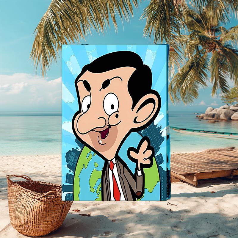 1pc Mr Bean2 Beach Towel, Comfortable and Thick, and Swimming/Bath/Picnic/Camping Towel, Suitable for Seaside Beaches