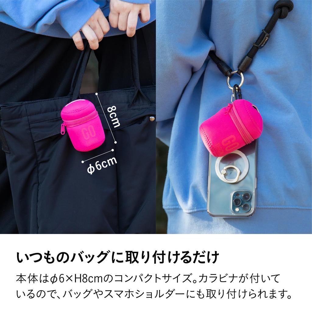 CB Japan Портативное уличное мусорное ведро, Розовое, с карабином, Идеально для рыбалки, прогулок и активного отдыха, GOTHROW