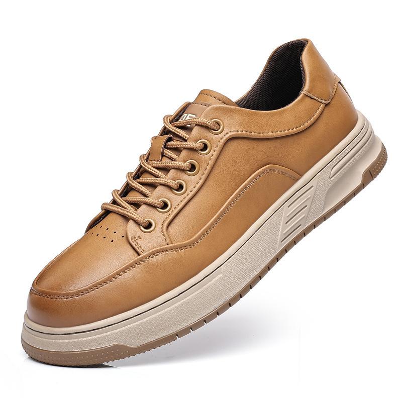 Men's Shoes 2024 New Shoes Low-top Spring and Autumn Retro Casual Leather Shoes Men's Trend Thick Baseplate Shoes