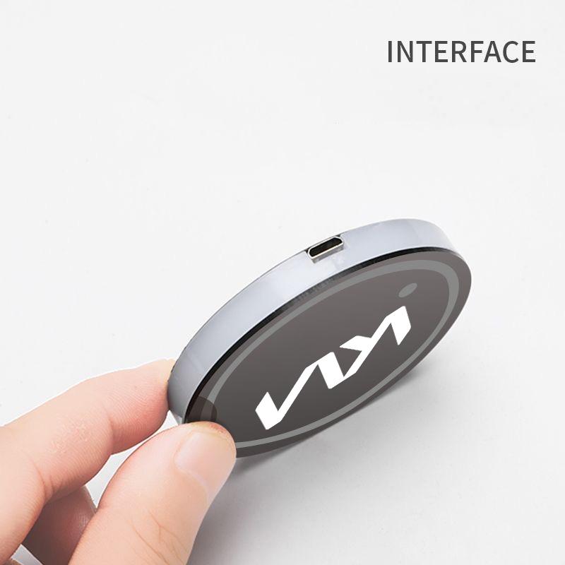 2026 Горячая Автомобильная Наклейка Автомобильная Светодиодная Подставка под Стакан Коврики Подставки под Стаканы Атмосферный Свет 7 Цветная Подставка для Kia Rio 3 4 K2 K3 X-Line