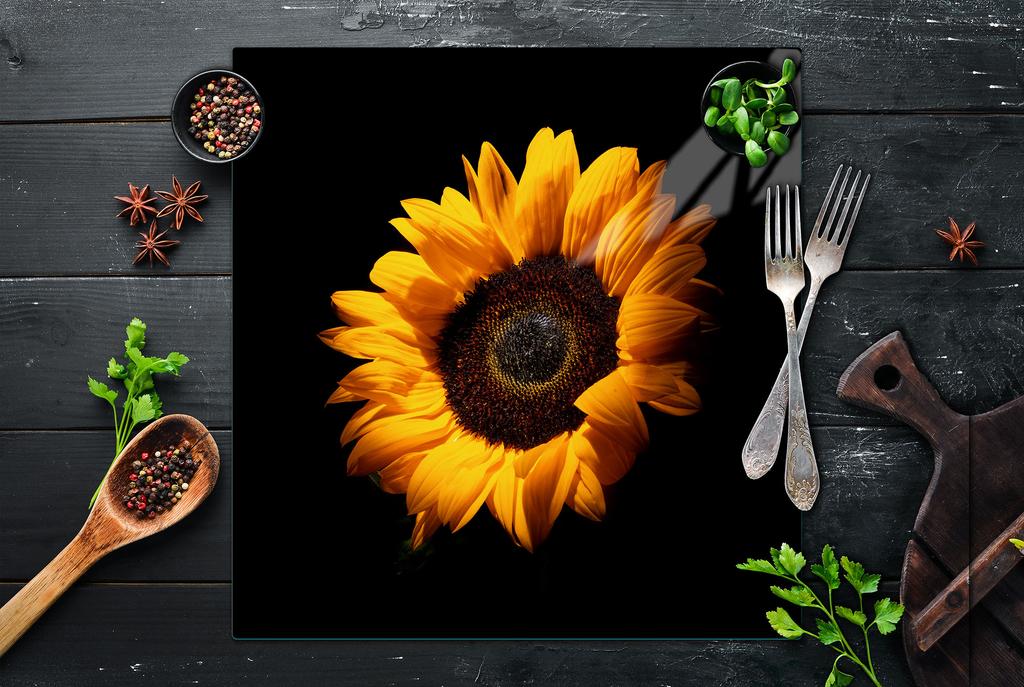 Glass stovetop protector 50x52 Flower