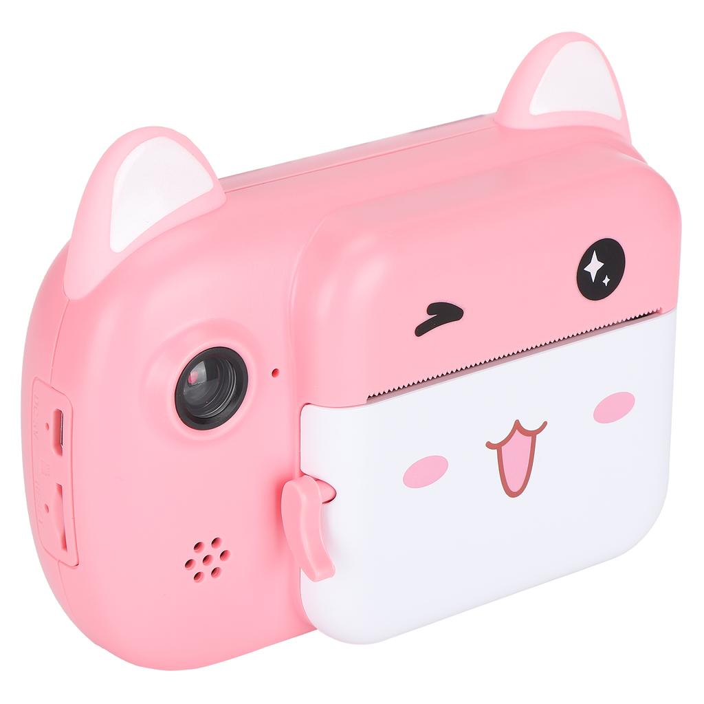Мгновенная камера с бумагой для печати 24 МП Разрешение 200 точек на дюйм 32 ГБ Детская камера Розовый кот