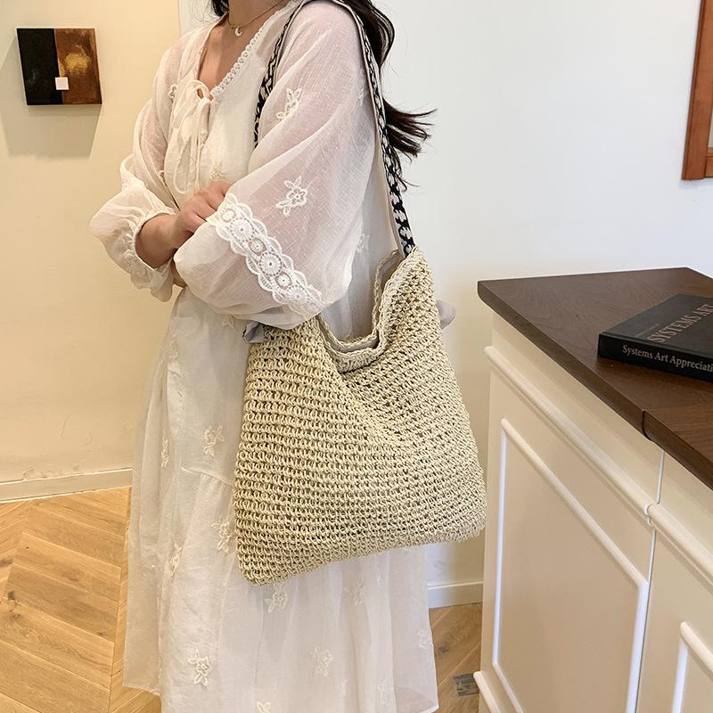 Large Capacity Woven Bag Women's Versatile New Casual Shoulder Straw Bag Seaside Vacation Beach Bag