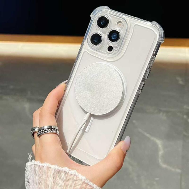 Hot Selling Acrylic Hard Cover Four Corner Mobile Phone Case for iPhone 17 Pro Max Precise Hole Clear Space Magnetic Case