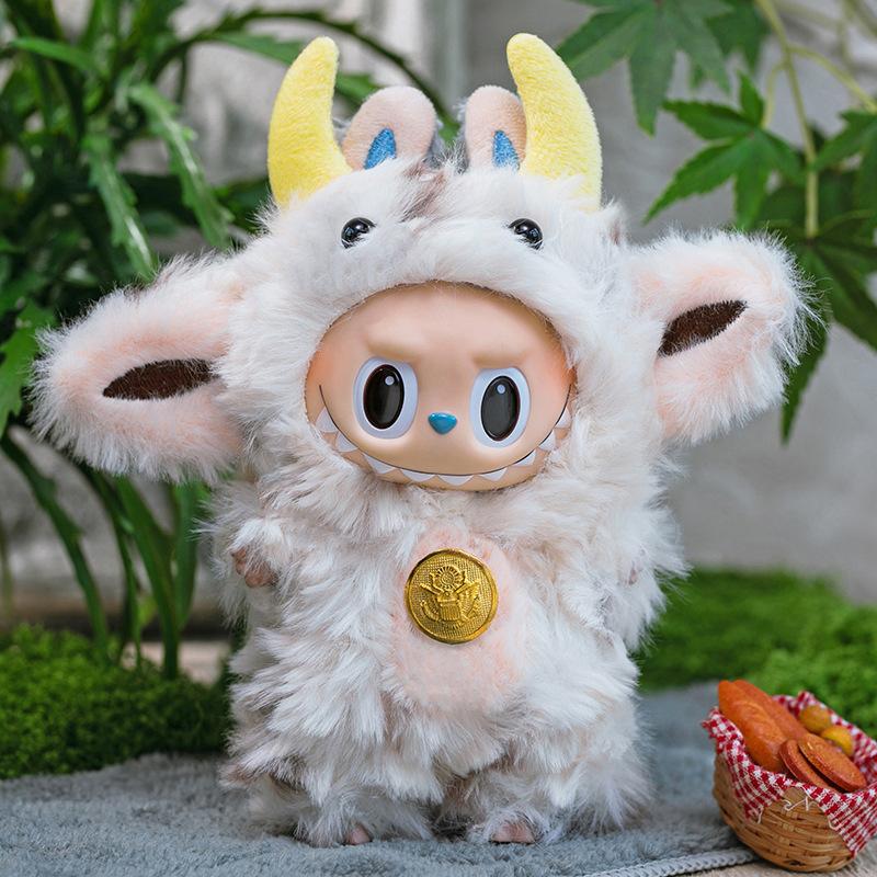 Плюшевая кукла 17 см Одежда Наряды Для Labubu Милое Животное Мультфильм Модный Стиль Каваи Свитер Брюки Комплект Осень Зима Праздничный Подарок
