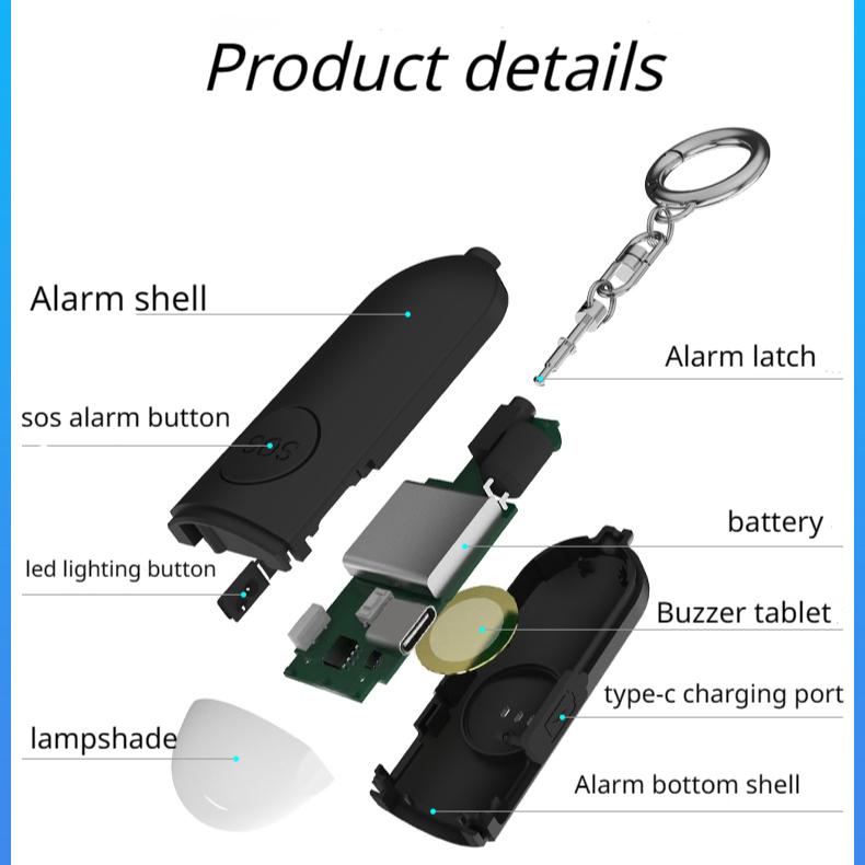 Self Defense Alarm  Anti-wolf Girl Child Women Security Protect Alert Personal Safety Scream Loud Emergency Alarm Keychain