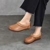 Retro Genuine Leather Soft Soled Women's Flat Shoes Solid Color Cowhide Round Toe Loafers