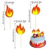 Paper Cards Cake Topper Wooden Sticks Fire Cake Decorations  Birthday Party Supplies