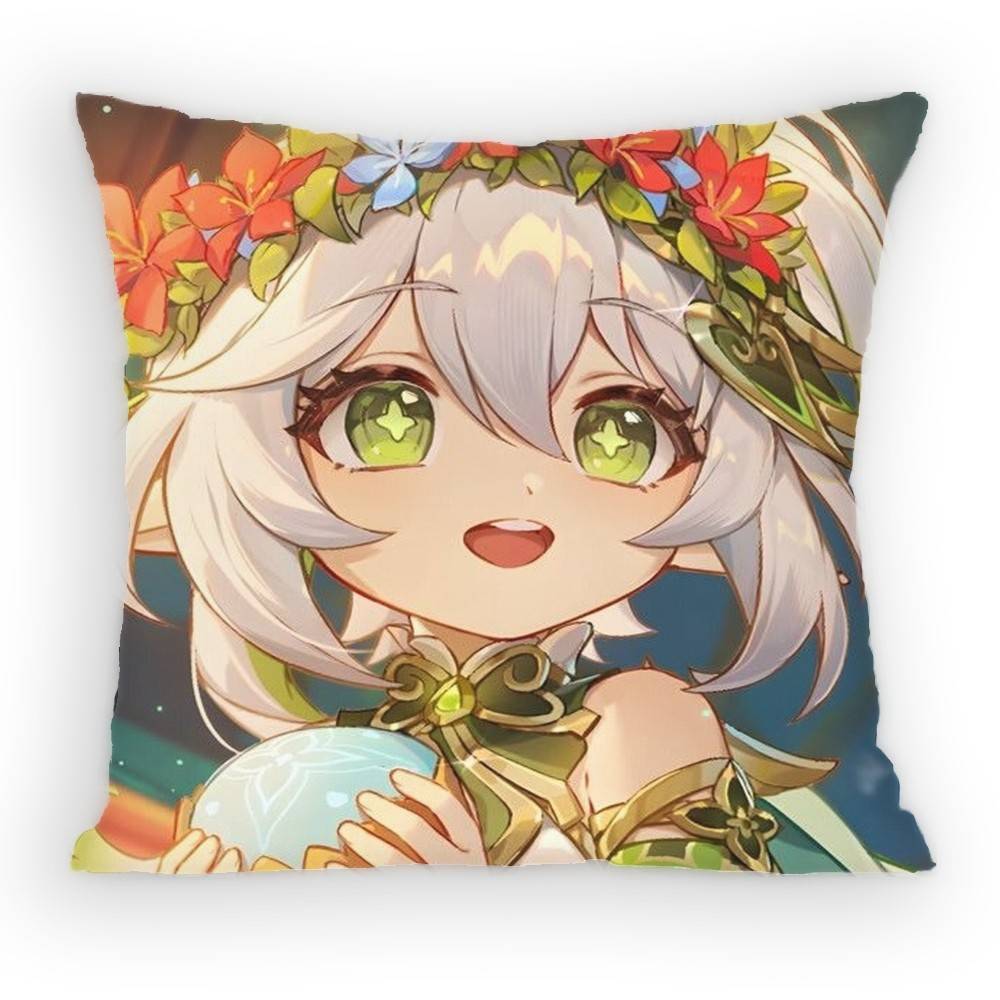 Lesser Lord Kusanali Nahida Pillow Case Antidustmite Pillowcase Invisible zipper silky short plush Sofa cushion cover