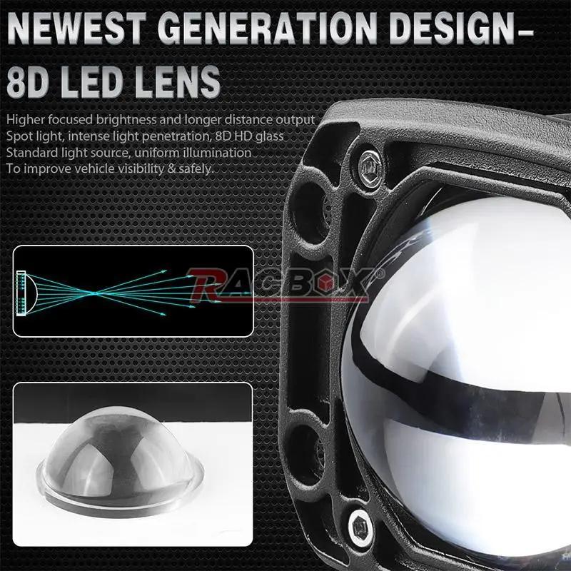 Для внедорожника Jeep Car Truck Off Road 4x4 12 В 24 В фара рабочего света 6000 К белая 3500 К желтая противотуманная фара с утопленным креплением 8D линза светодиодная рабочая фара