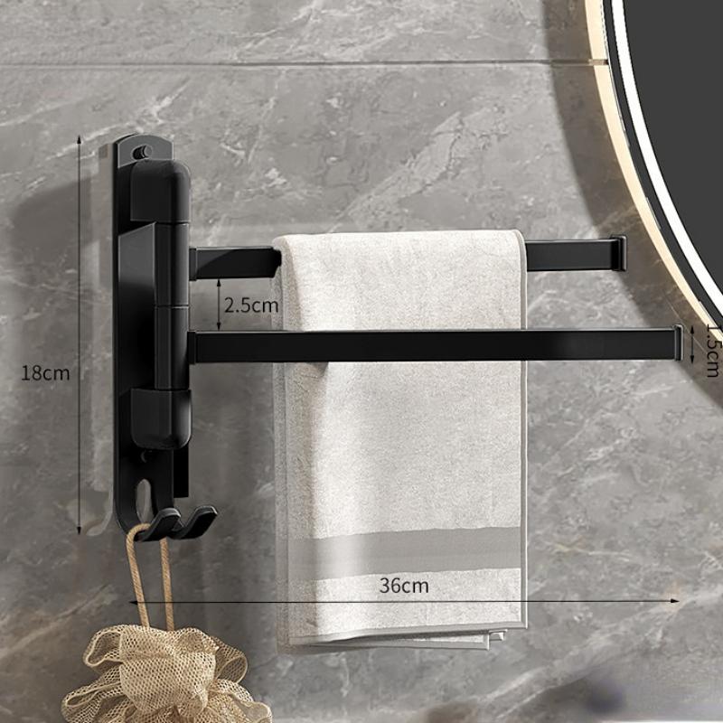 Вращающаяся вешалка для полотенец в ванной комнате, 36 см, 2/3/4 шт., бесплатная перфорация, многобарная сушилка, алюминиевый вешалка для полотенец, вешалка для ванной комнаты, вешалка для общежития, кухонная вешалка для полотенец