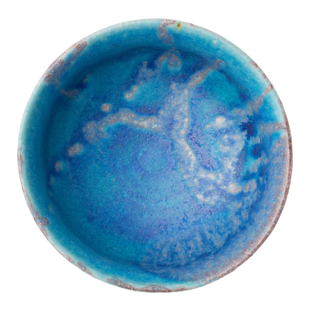 Marui Seito Shigaraki Ware Хечимон Чаша для чая матча Диаметр Роса Трава, 14см, Синяя, MR-3-4121