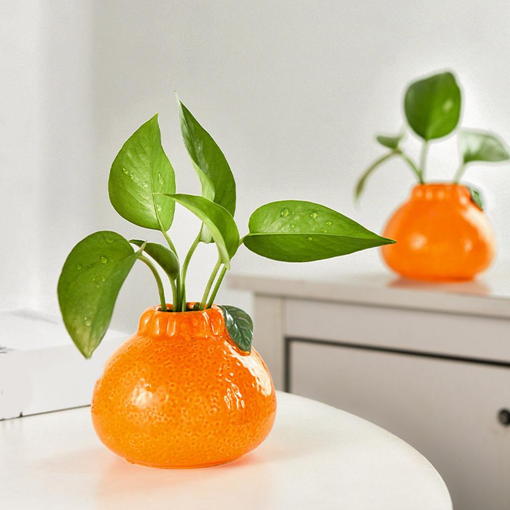 Orange Shape Ceramic Vase for Home Living Room Decor Dried Flower Vase Flower Arrangement Decoration Shooting Props