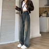 American retro wide-leg jeans women's autumn and winter new small cement gray loose straight jeans