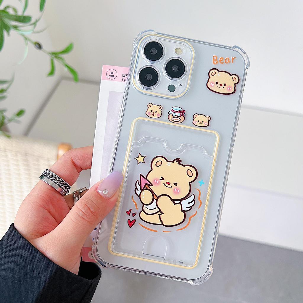 Силиконовый чехол-карман для карт для Tecno Spark 10 Oppo A78 A58 A38 Samsung A54 A24 A14 Xiaomi Redmi Note 13 14 Прозрачный бампер для телефона