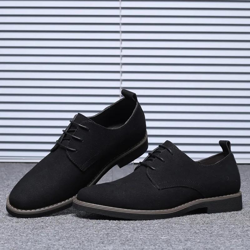 Men Suede Shoes Lace Up Blue Oxford Shoes for Men Flats Fashion Sneakers Autumn Breathable Comfortable Casual Shoes