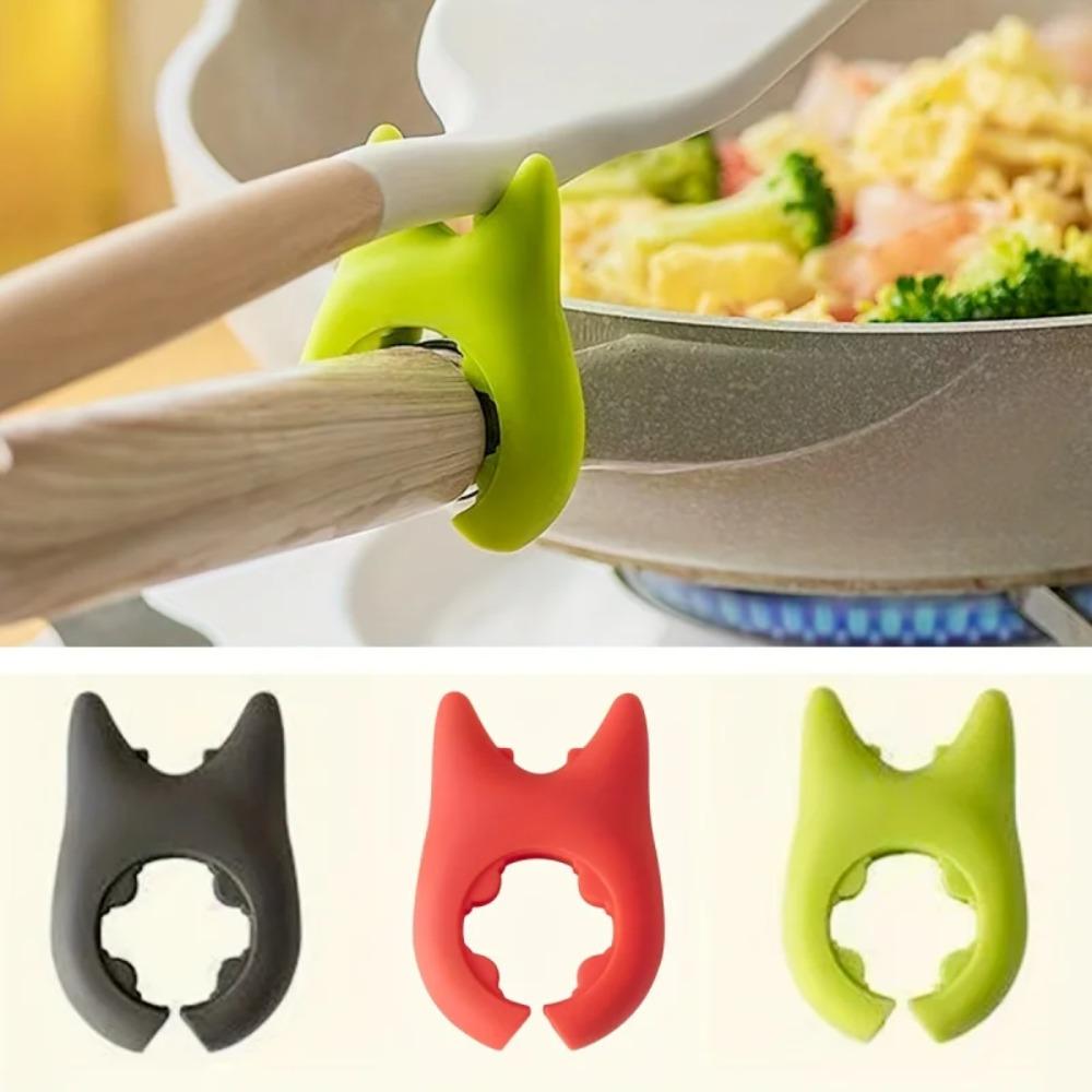 Portable Pot Clips Cartoon Silicone Pot Spoon Rack Side Kitchen Support Clip Holder Anti-scalding Support Rack Kitchen Tools