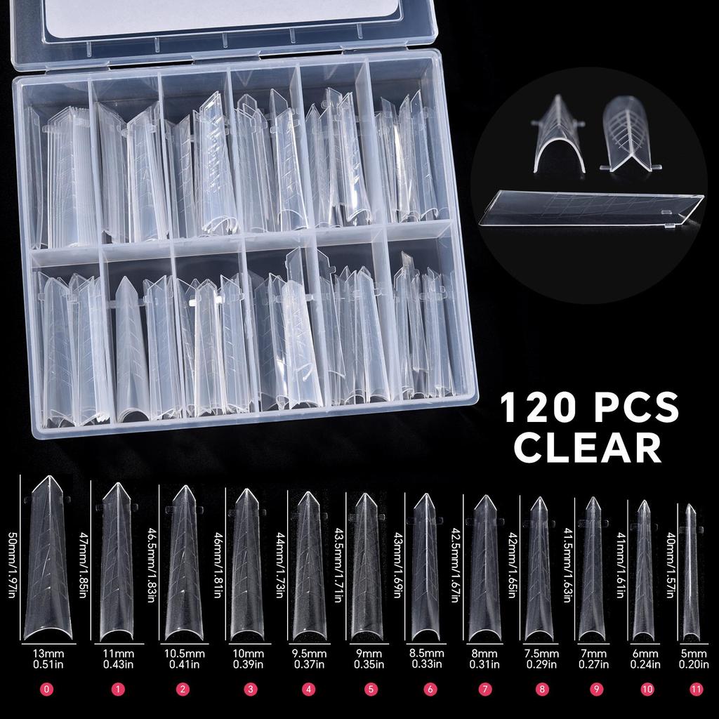 120 шт. двойные формы для наращивания ногтей, быстрое наращивание ногтей, многоразовая система наращивания ногтей, маникюрный инструмент