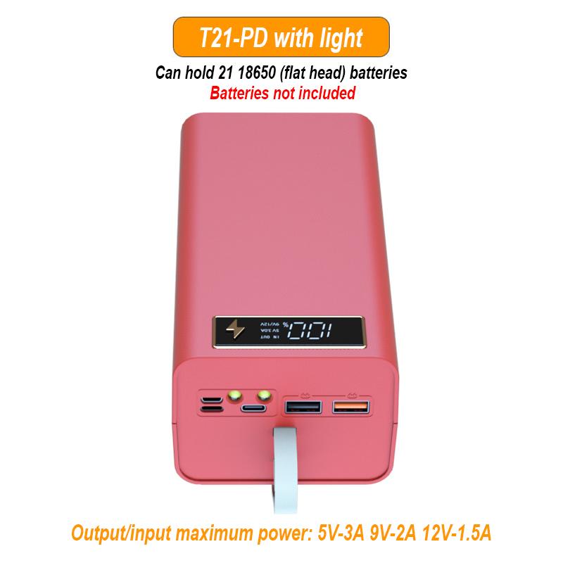 T21 21x18650 фонарик, зарядное устройство, держатель для аккумулятора, чехол «сделай сам», двойной USB 18650, чехол для аккумулятора, организация хранения