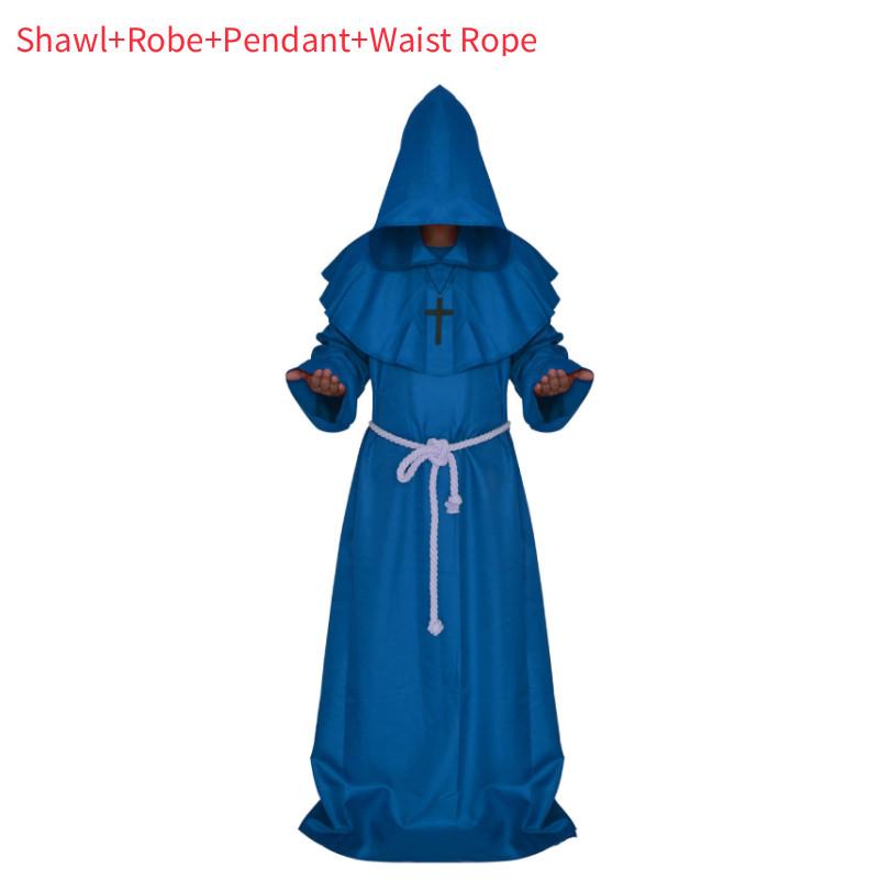 Средневековый Костюм Монаха Волшебника Жреца Комплект с Мантией и Шалью Для Косплей Мероприятий и Хэллоуина