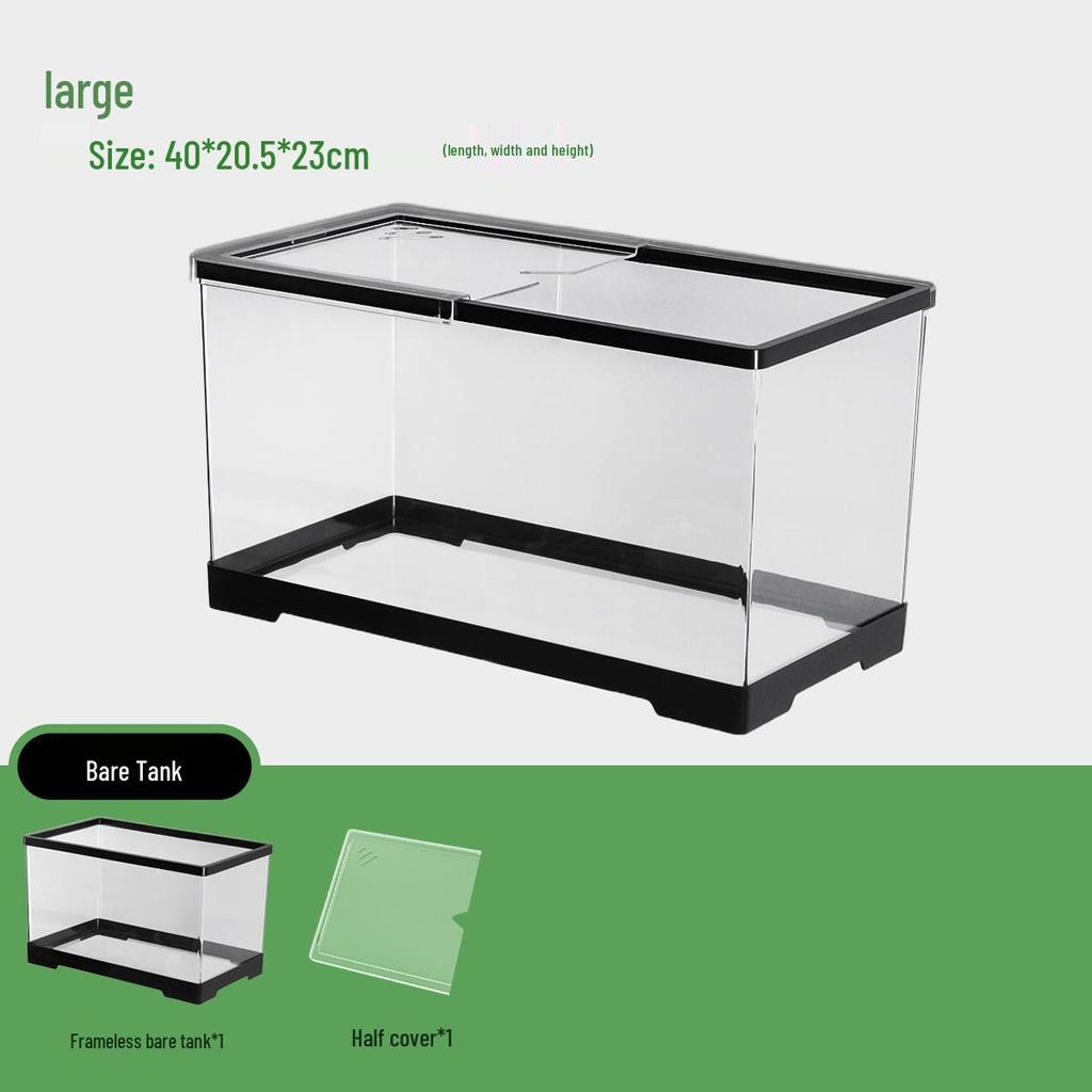 Компактный террариум для черепахи с платформой для обогрева - Элегантная настольная среда обитания с крышкой для экологичной гостиной