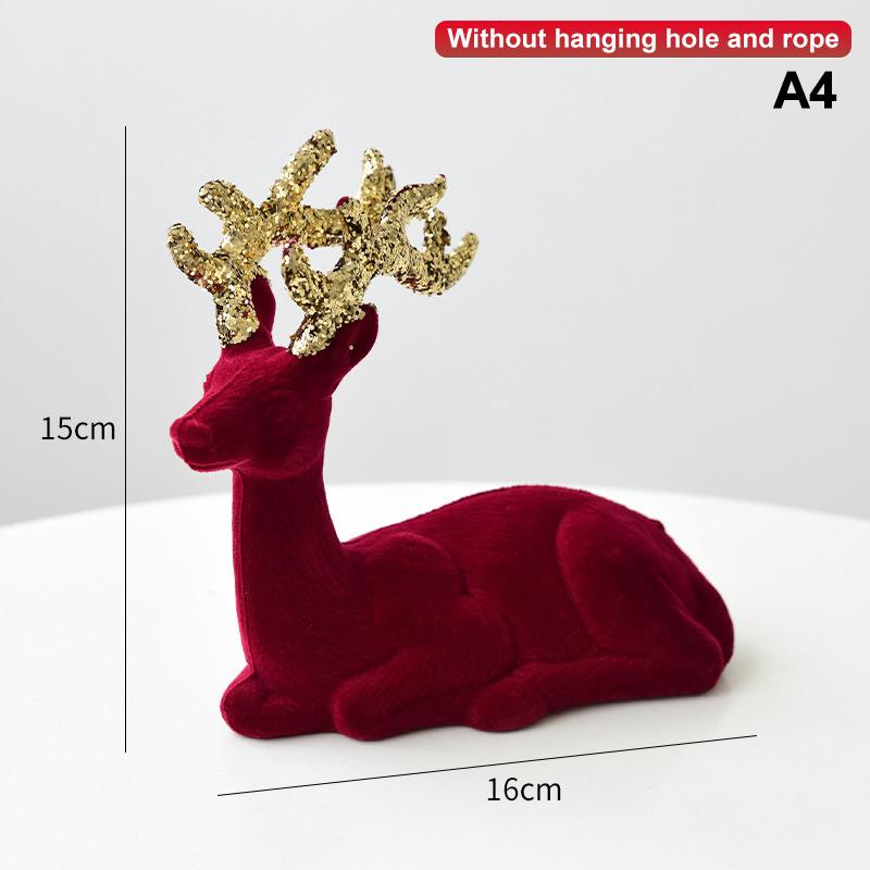 1 шт. Рождественский олень, украшения, декор для дома, настольный декор, подвесные шары, флокированный мини-олень, подвеска в виде лося