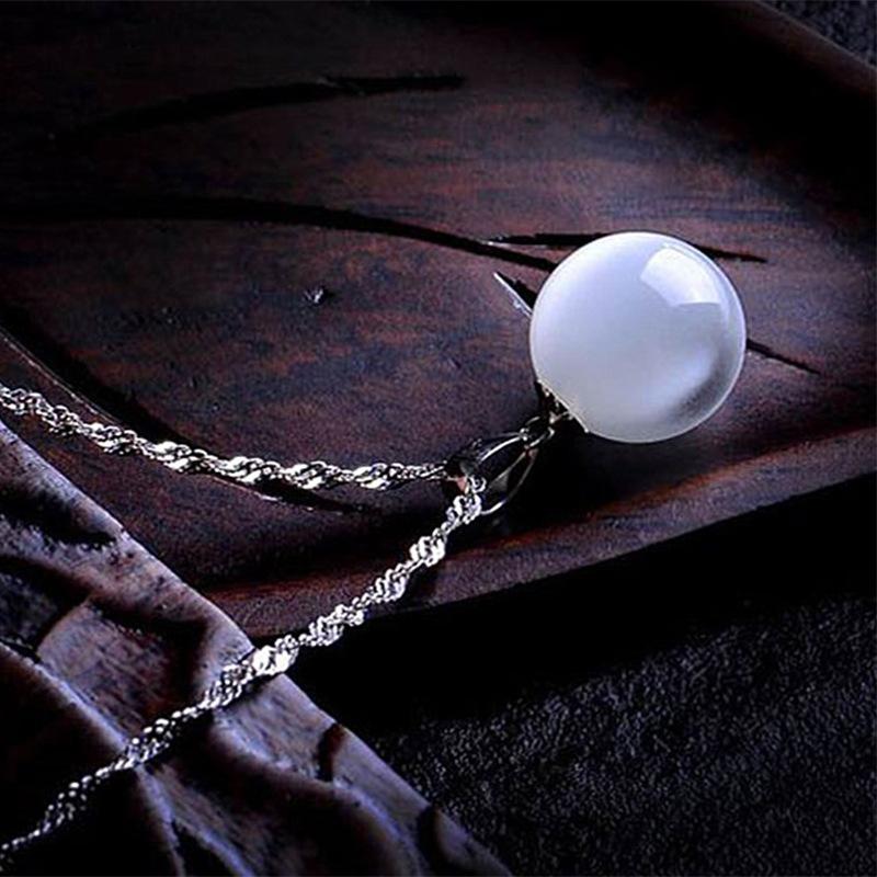 Подвеска из стерлингового серебра 925 пробы с синтетическим опалом, женская минималистичная подвеска из бисера из стерлингового серебра