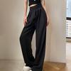 Brown Wide Leg Women Classic Suit Pants Vintage Palazzo Office Elegant Casual Black Trousers Female High Waist Pants
