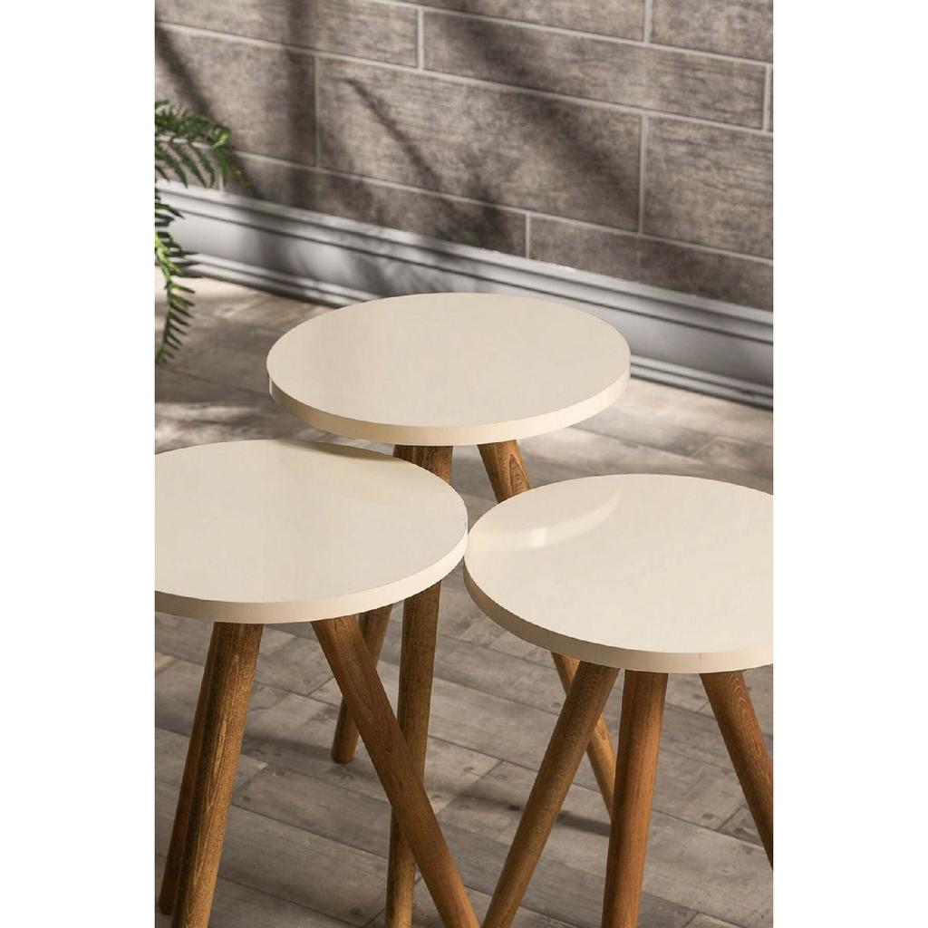 Столик для раскладывания 3 предмета Деревянный Оригинальный Точеная ножка Белый