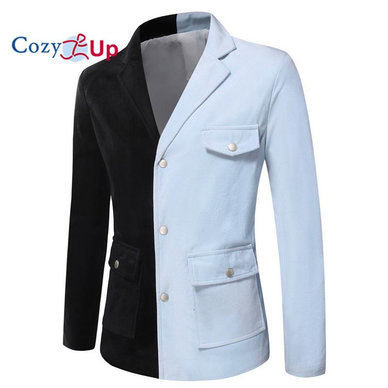 Cozy Up Мужской черно-белый лоскутный цветной пиджак Luxo Masculino, корейский модный мужской свадебный костюм, праздничное платье для жениха, костюмы, куртки