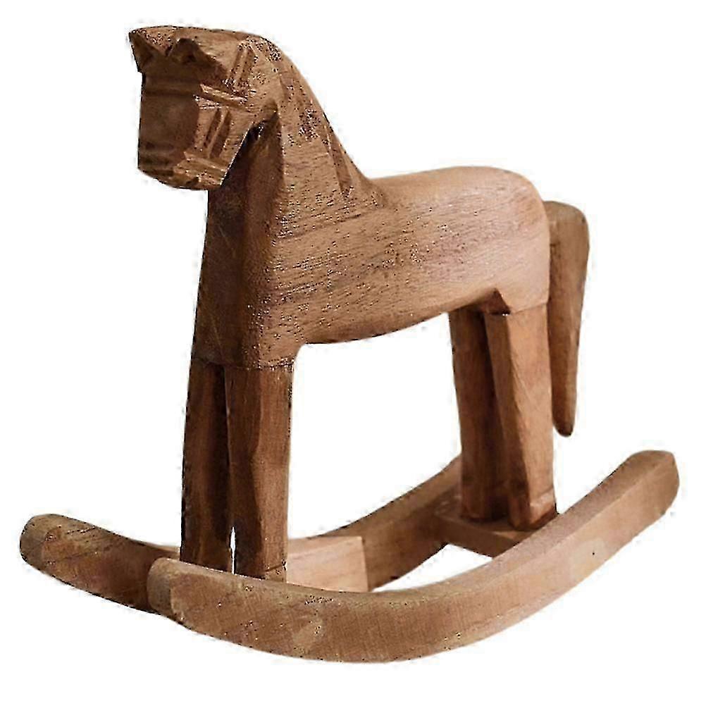 2026 Best!! Beige Wooden Rocking Horse Decor with Craftsmanship for Home Decor Tabletop Ornament 7.5 x 3.5 x 8 inches