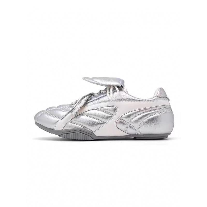 Soft Leather German Training Shoes Women's 2025 New Spring Women's Shoes Retro Flat-soled Forrest Gump Shoes Flip-top Casual Sports Little White Shoes