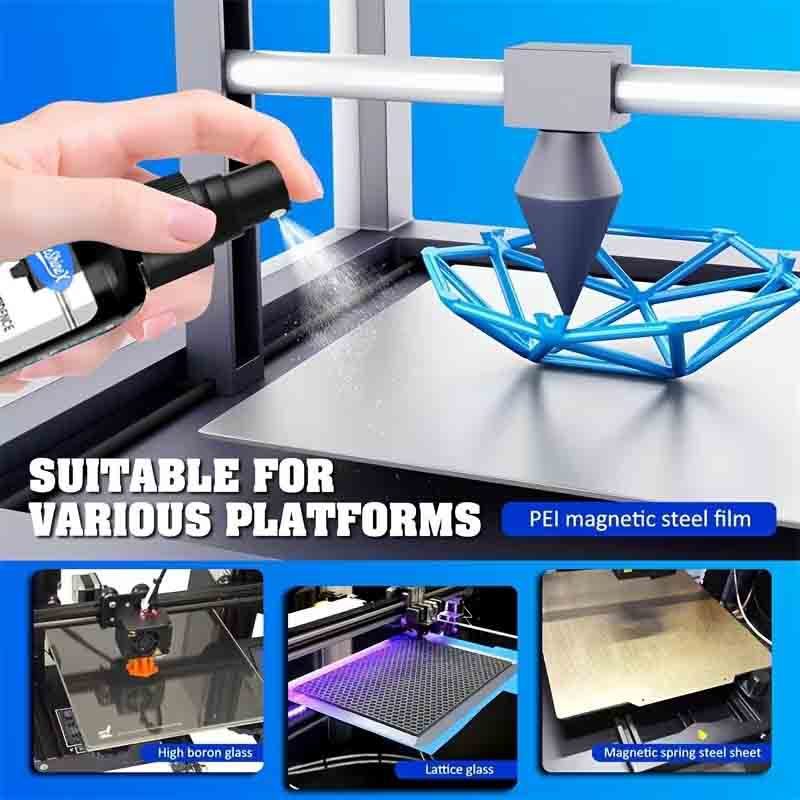 100/200ml Strong 3D Printer Adhesive Spray Suitable for PLA, ABS, PETG, TPU Filaments - Reduces Warping, Enhances Bed Adhesion