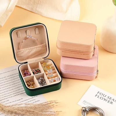 Компактная дорожная шкатулка для хранения ювелирных изделий с узором в виде креста - Портативный чехол на молнии для серег и колец