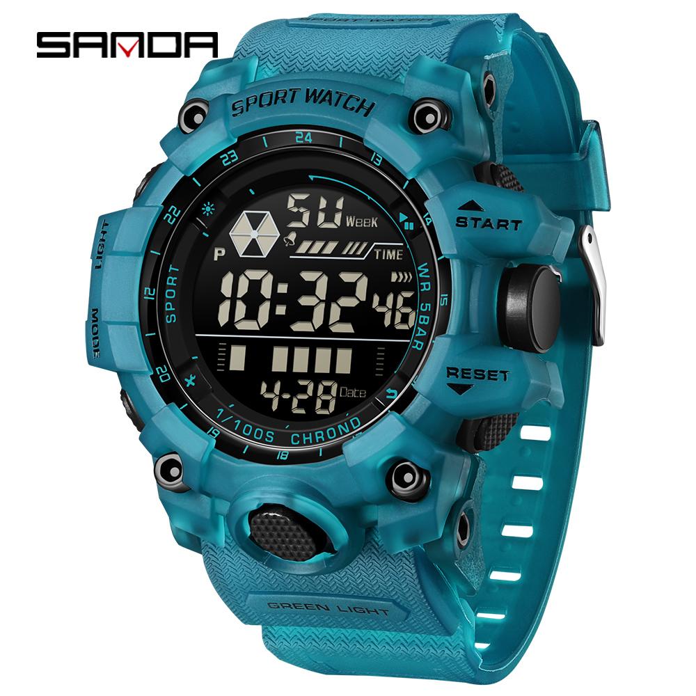 SANDA 6229 Men's Electronic Watch Sports Multi functional Waterproof LED Clock Military Men's Digital Electronic Watch