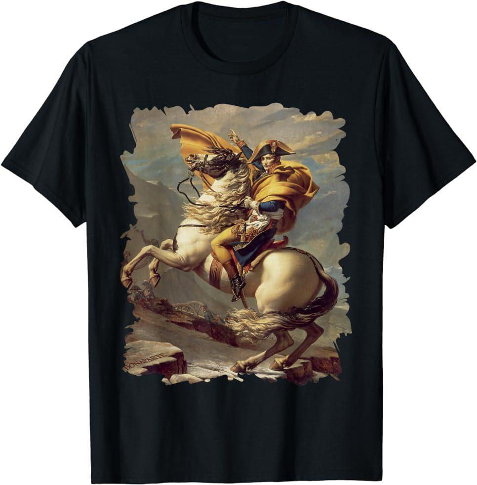 НОВЫЙ ОГРАНИЧЕННЫЙ Napoleon Crossing the Alps Известная историческая картина Футболка S-5XL Унисекс Футболка