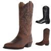 Embroidered Men's Mid Boots Western Cowboy Boots Winter Leather Boots Leather Boots for Men