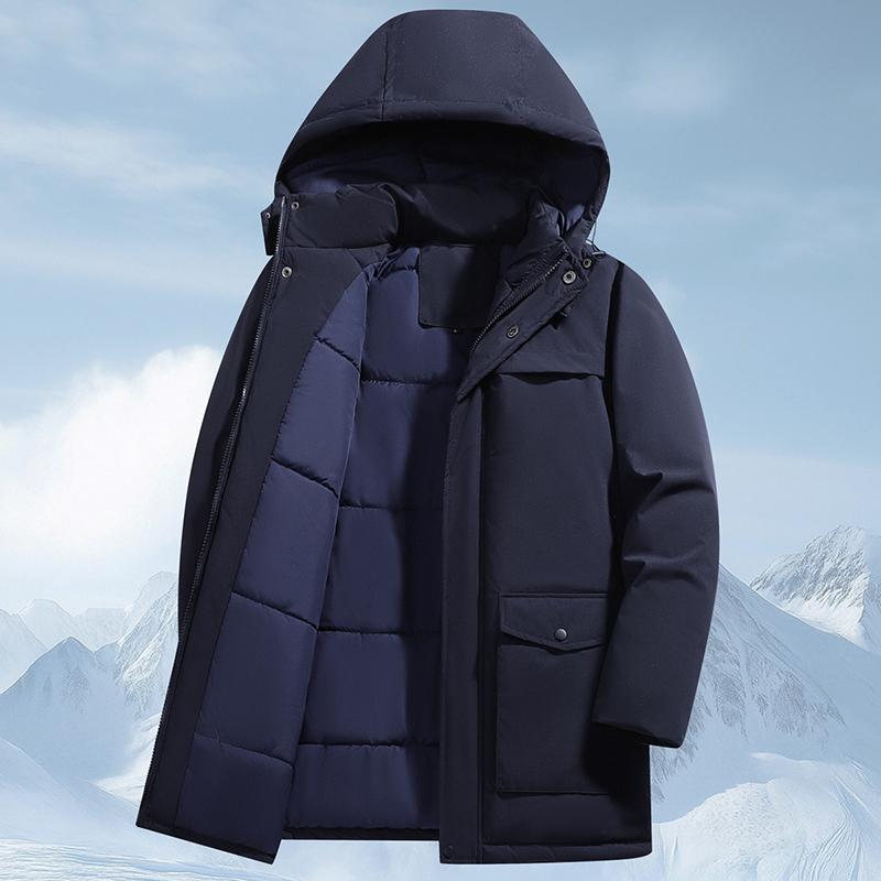 Хлопковая куртка большого размера для мужчин, средней длины, с добавлением бархата и толстого хлопка, мужской съемный капюшон