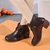 Кожаные массивные женские ботильоны, дизайнерские туфли в стиле ретро на среднем каблуке 2025 года, классические зимние туфли-лодочки в готическом стиле, ботильоны-гладиаторы для женщин