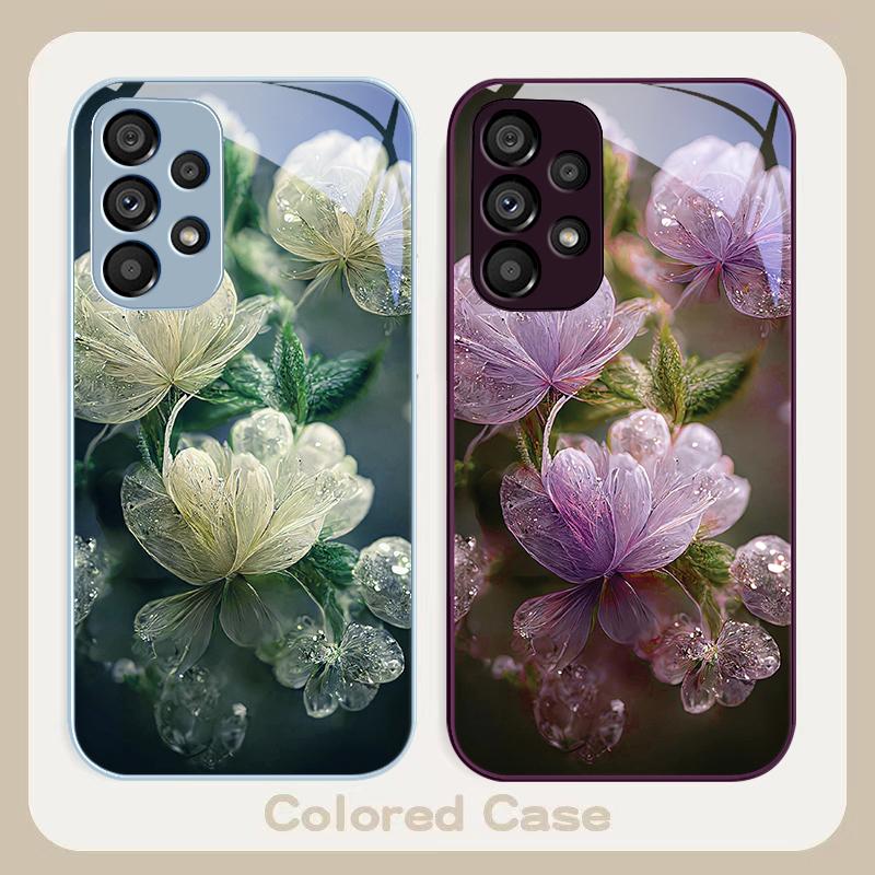 Розовый Хрустальный Цветок Для Samsung S8 S9 S10 S20 Ultra S21 Pro S22 Plus S23 FE S24 Ultra S25 Edge S25Ultra Стеклянный Чехол Для Телефона