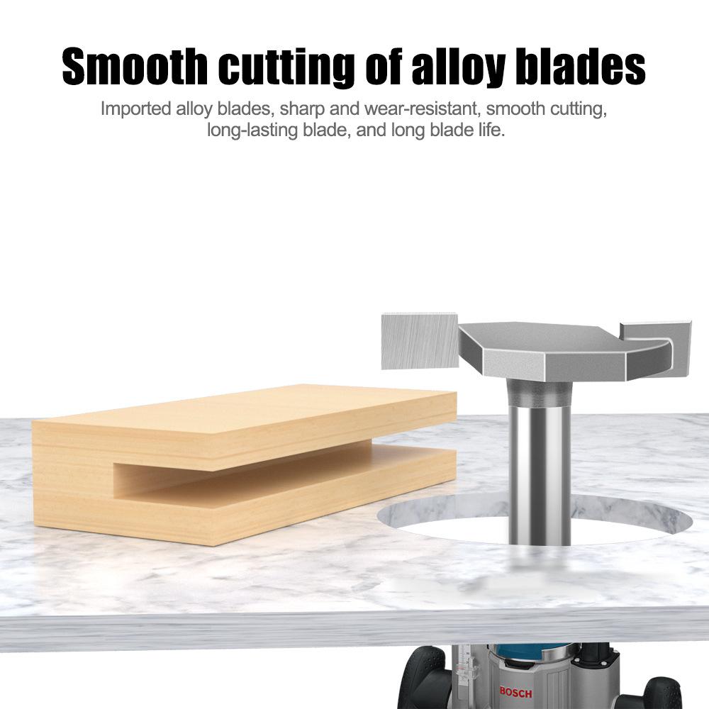 6 Handle 12 Handle T-Shaped Knife Slotted Knife Alloy Slotting Cutter Head Woodworking Milling Cutter Tungsten Steel Cutter Head Woodworking Knife