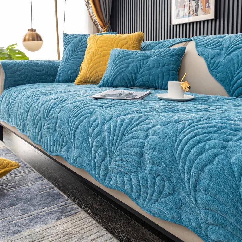 Solid Color Sofa Cover Non-Slip Universal Sofas Covers Back Couch Towel Sectional Couch Mat Furniture Protector for Home Decor